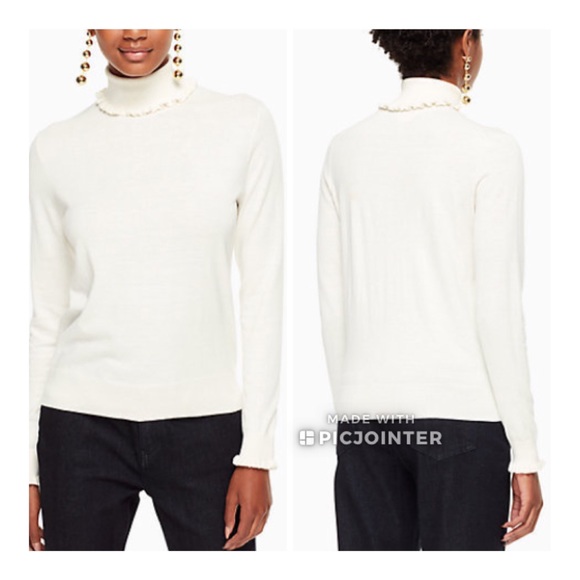 kate spade Sweaters - Kate Spade Ruffle Turtleneck Sweater Cream Medium